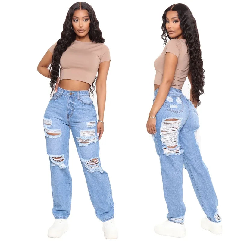 Sexy Hole Ripped Boyfriend Jeans