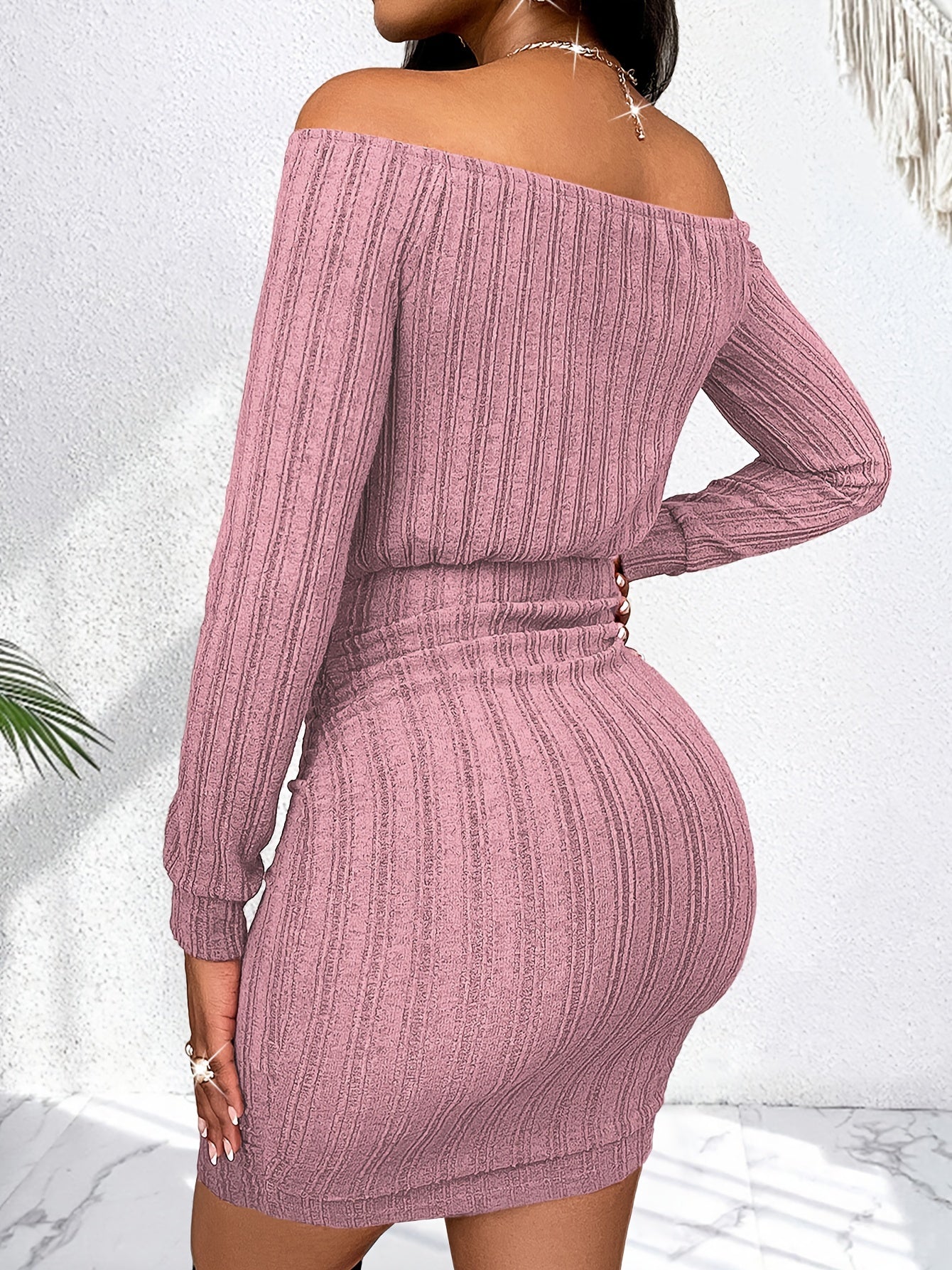 Off Shoulder Strapless Long Sleeve Bodycon Dress