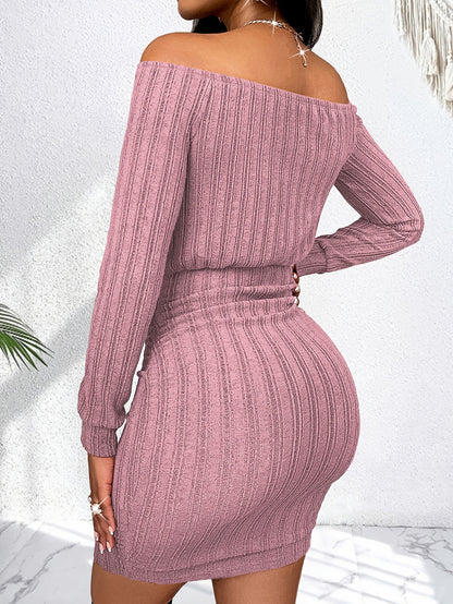 Off Shoulder Strapless Long Sleeve Bodycon Dress