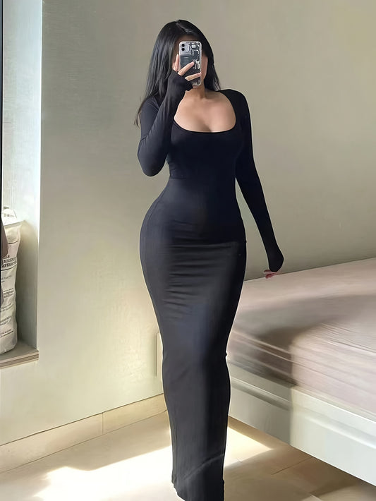 Form-Fitting, Ultra-Long Women's Autumn Dress