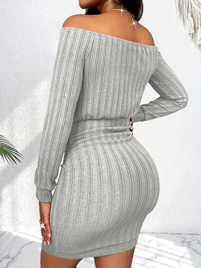 Off Shoulder Strapless Long Sleeve Bodycon Dress
