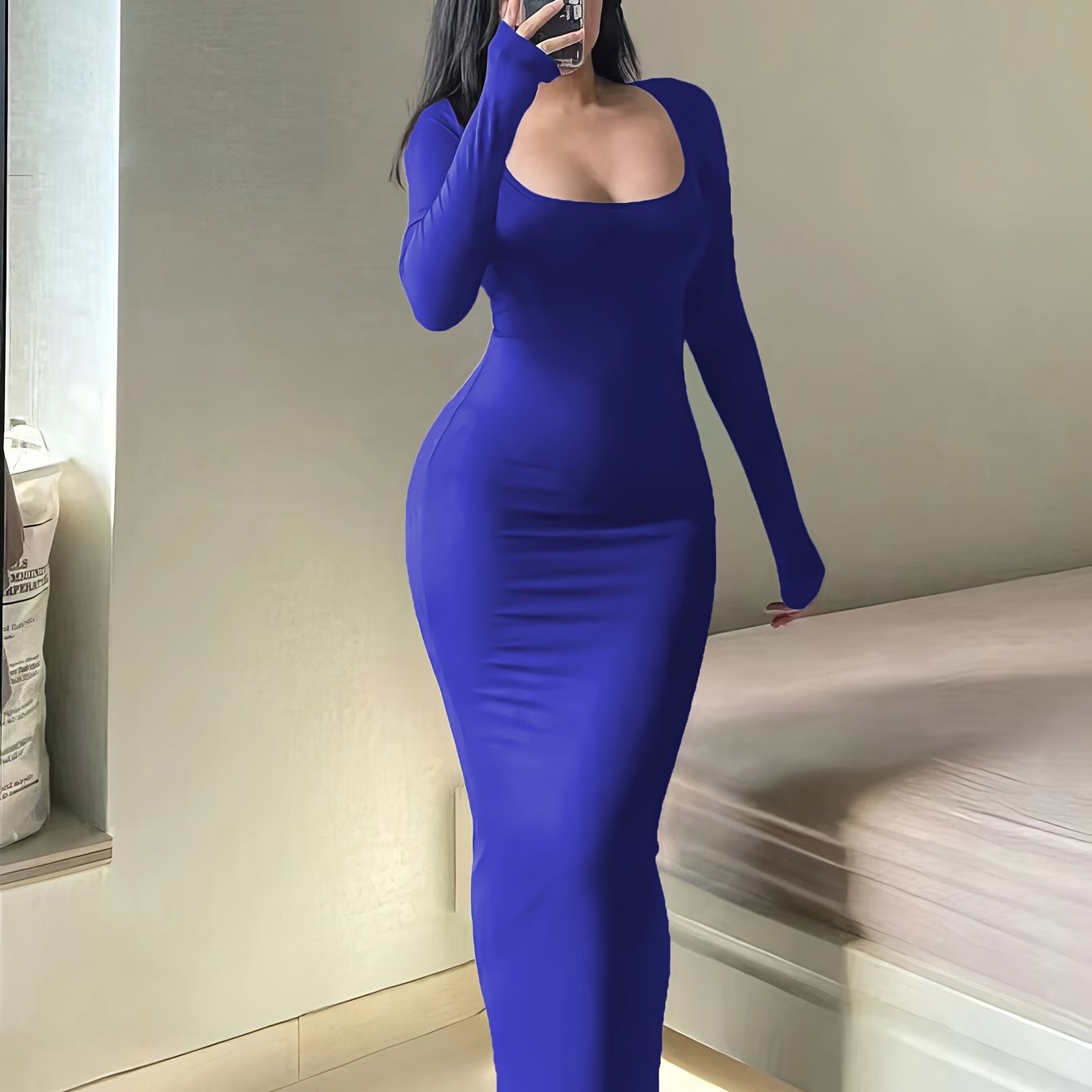 Form-Fitting, Ultra-Long Women's Autumn Dress
