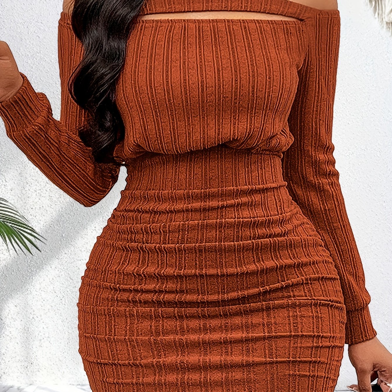 Off Shoulder Strapless Long Sleeve Bodycon Dress