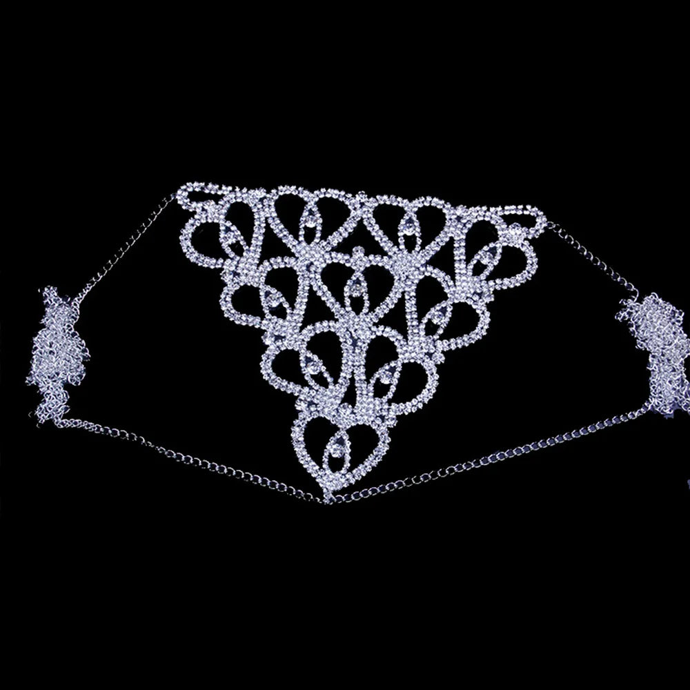 Heart Rhinestone Belly Chains Panties
