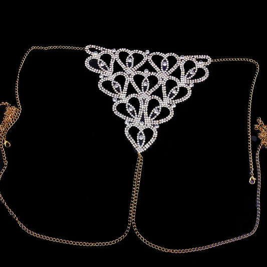 Heart Rhinestone Belly Chains Panties
