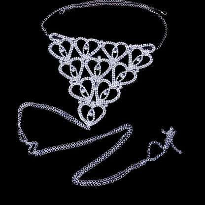 Heart Rhinestone Belly Chains Panties