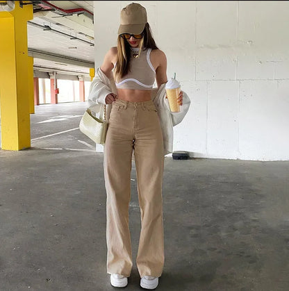 High Waist Denim Slight Strech Jeans