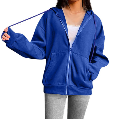 Hooded Drawstring Sweatshirt Coat