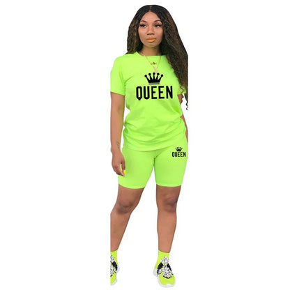 Queen Printing T-Shirt + Shorts 2 Piece Sets
