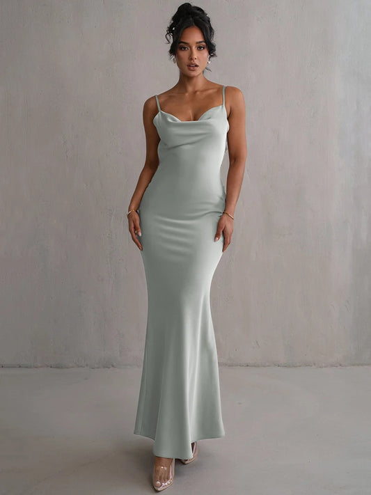 Mozision Floral Draped Backless Maxi Long Dress
