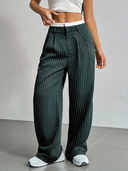 Women Stripes Printed Full Length Pants