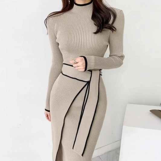 YuooMuoo Turtleneck Knitted Long Dress