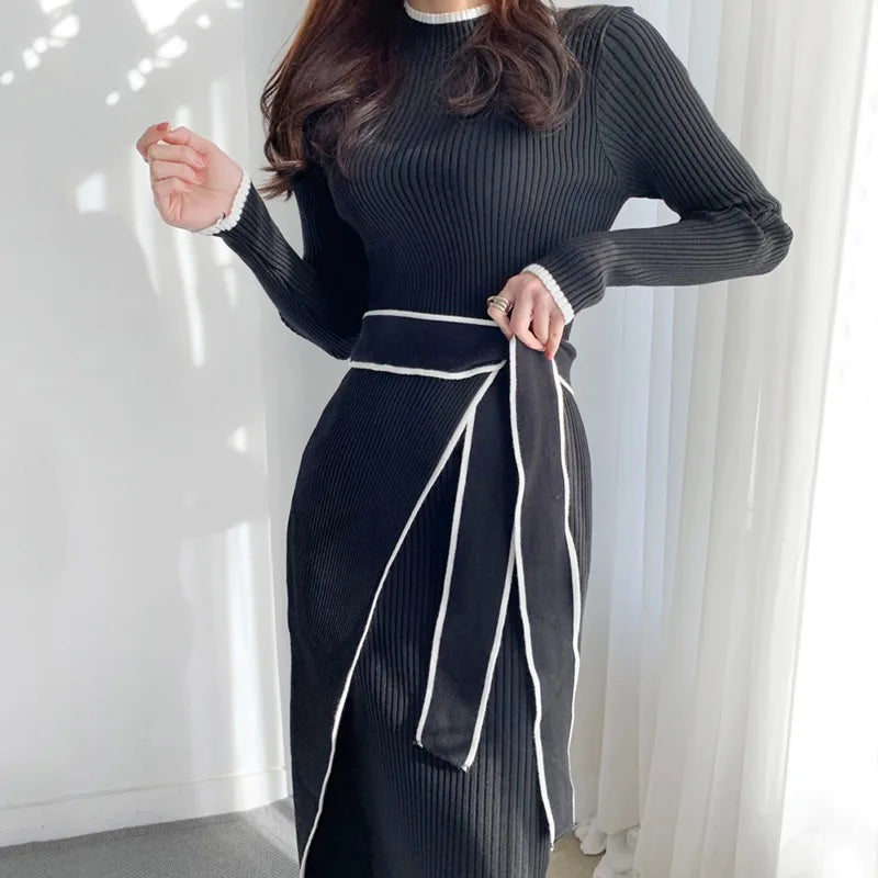 YuooMuoo Turtleneck Knitted Long Dress