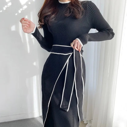 YuooMuoo Turtleneck Knitted Long Dress