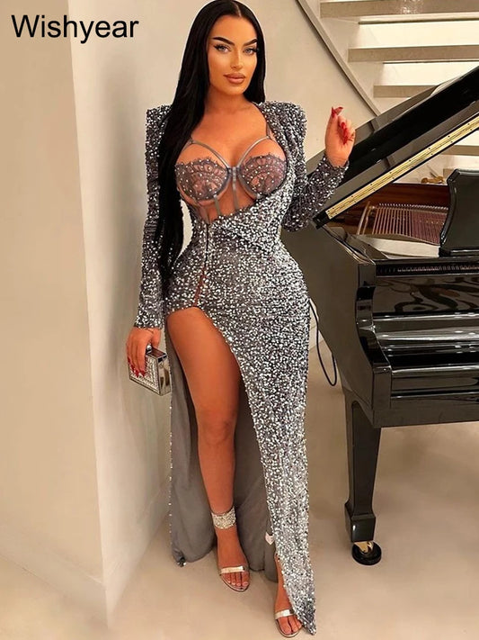 Wishyear Celebrity Party Long Dress for Women