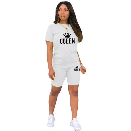 Queen Printing T-Shirt + Shorts 2 Piece Sets