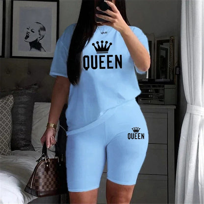 Queen Printing T-Shirt + Shorts 2 Piece Sets