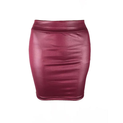 Slim Imitation Leather Pencil Mini Skirt