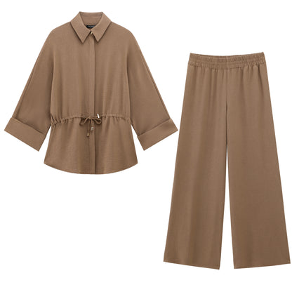 TRAFZA Women Casual Brown Dress Set