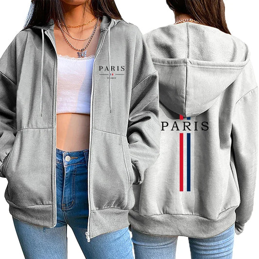 Paris Letter Printing Women's Jacket Coat
