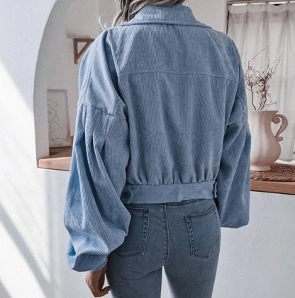 Lantern Long Sleeved Corduroy Short Jacket