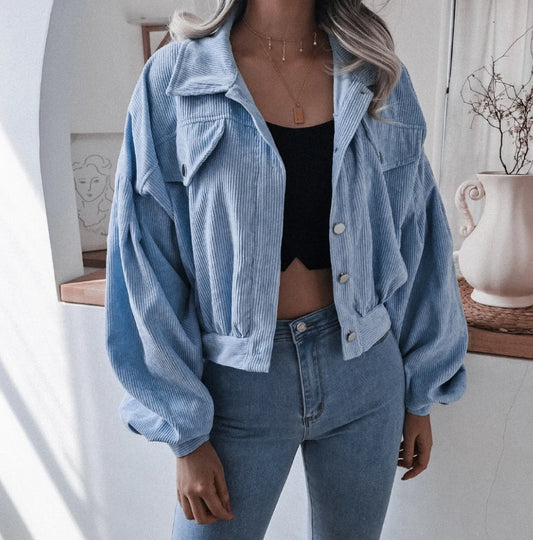 Lantern Long Sleeved Corduroy Short Jacket