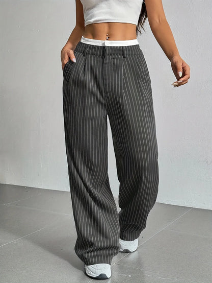 Women Stripes Printed Full Length Pants