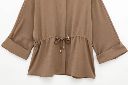 TRAFZA Women Casual Brown Dress Set