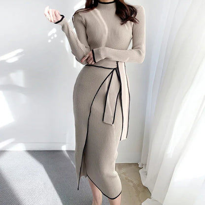 YuooMuoo Turtleneck Knitted Long Dress