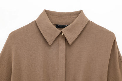 TRAFZA Women Casual Brown Dress Set