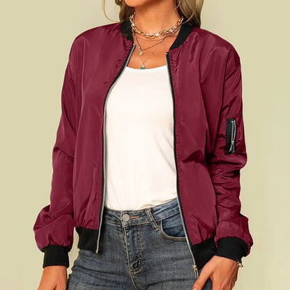 Solid Jackets Zipper Coat