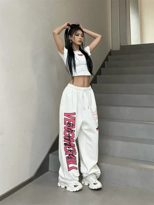Korean Y2K White Jogging Sweatpants