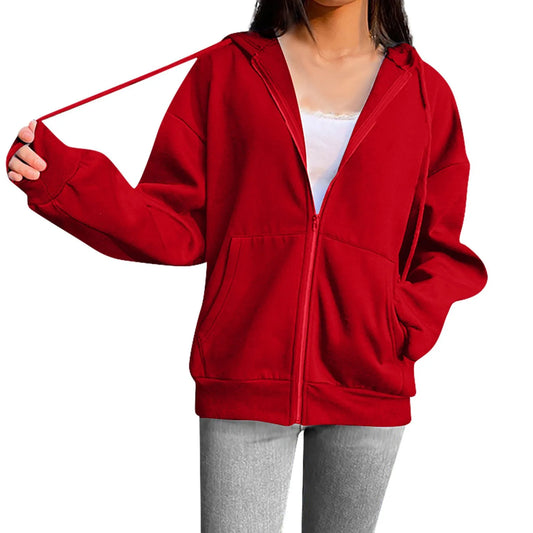 Hooded Drawstring Sweatshirt Coat