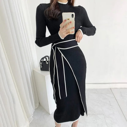 YuooMuoo Turtleneck Knitted Long Dress