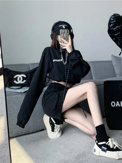 2 Pcs Long Sleeve Zipper Coat + High Waist Bodycon Skirt