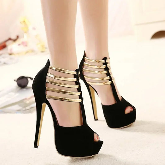Women Stilettos Platform Elegant Metal High Heels