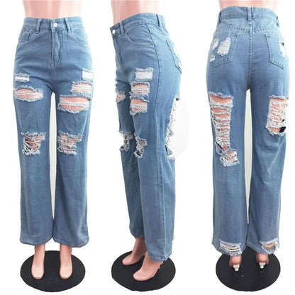 Sexy Hole Ripped Boyfriend Jeans