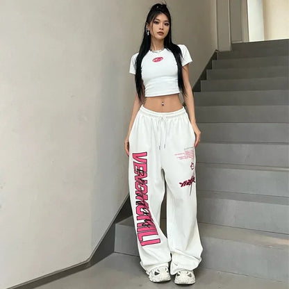 Korean Y2K White Jogging Sweatpants