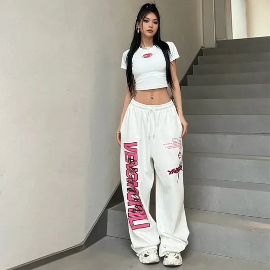Korean Y2K White Jogging Sweatpants