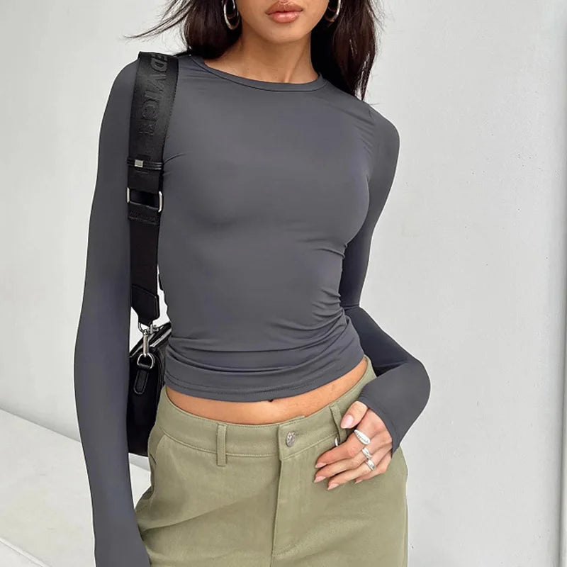 Solid Slim Fit Pullovers Tees Top
