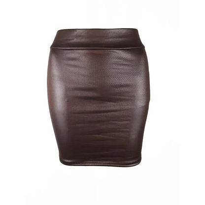 Slim Imitation Leather Pencil Mini Skirt