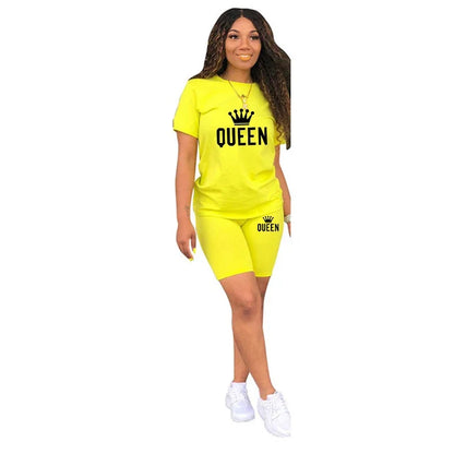 Queen Printing T-Shirt + Shorts 2 Piece Sets