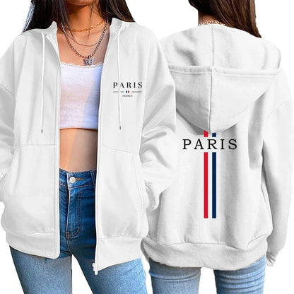 Paris Letter Printing Women's Jacket Coat