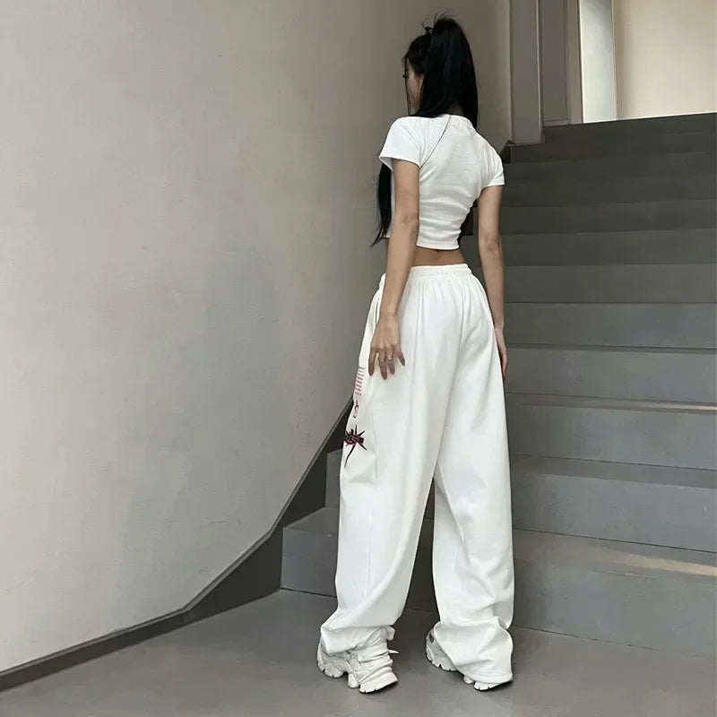 Korean Y2K White Jogging Sweatpants