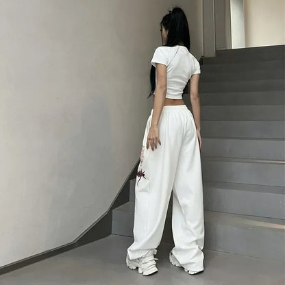 Korean Y2K White Jogging Sweatpants