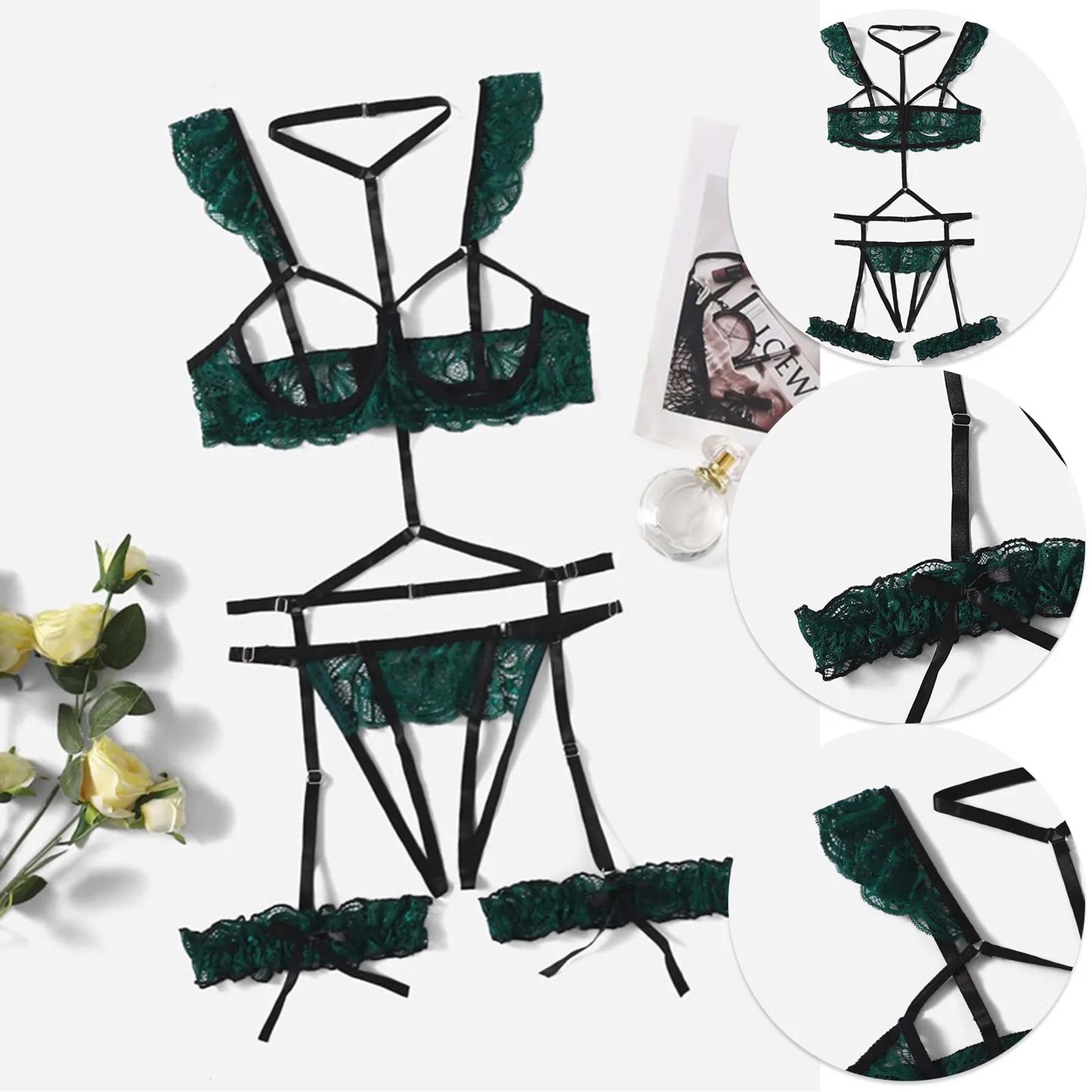 3pcs Sexy Hollow Lingerie