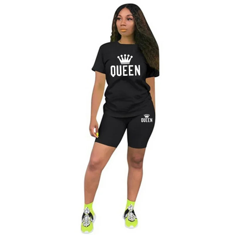 Queen Printing T-Shirt + Shorts 2 Piece Sets