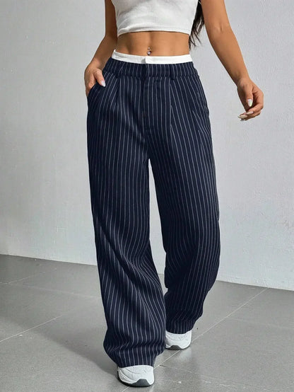 Women Stripes Printed Full Length Pants