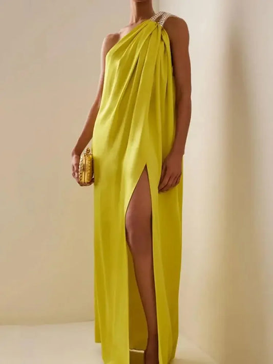 One-shoulder Sleeveless Party Dress
