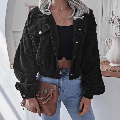 Lantern Long Sleeved Corduroy Short Jacket